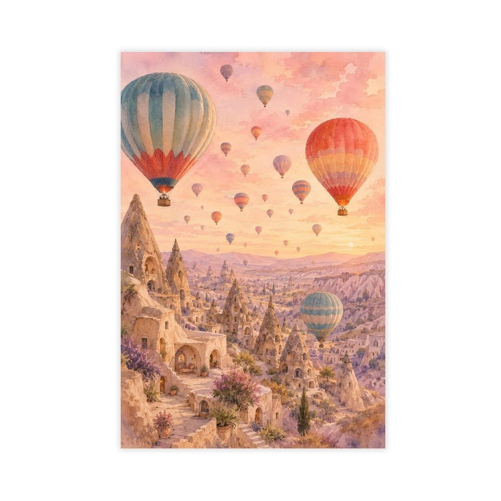 Qnvjqkdsi Unframe Cappadocia Watercolor Art Canvas Poster Bedroom Decor Landscape Office Room Decor Gift 12" L X 18" W