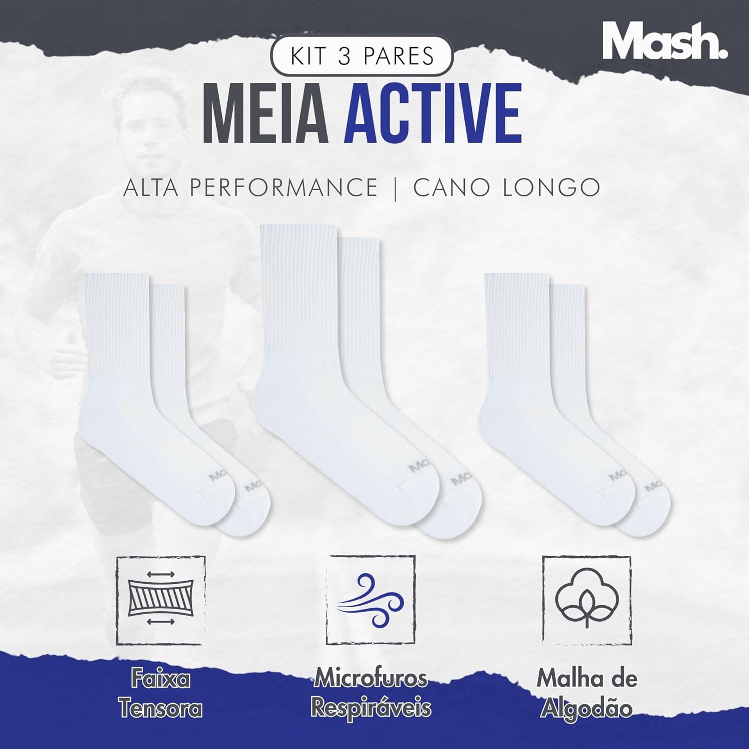 Kit 3 Pares Meias Mash Cano Médio Alta Performance Masculino Adulto em promoção! Veja a oferta e mais achadinhos de Moda íntima 2 Hoje é o melhor dia para comprar Kit 3 Pares Meias Mash Cano Médio Alta Performance Masculino Adulto com aquele preço maroto! Promoção! Aproveite a oferta! 2