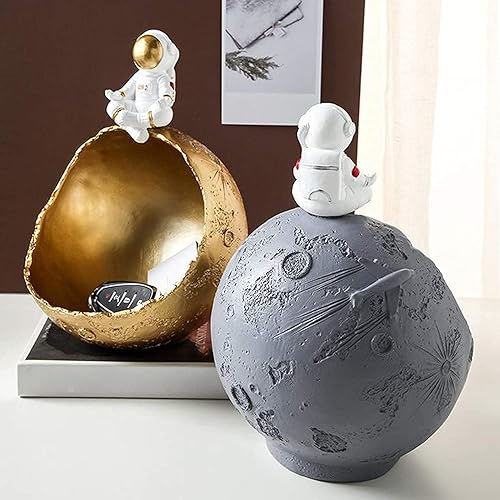Miniatura 6 de Caja de almacenamiento de estatua de astronauta de resina, cuenco de caramelo de astronauta, soporte para cuenco de almacenamiento de llaves para
