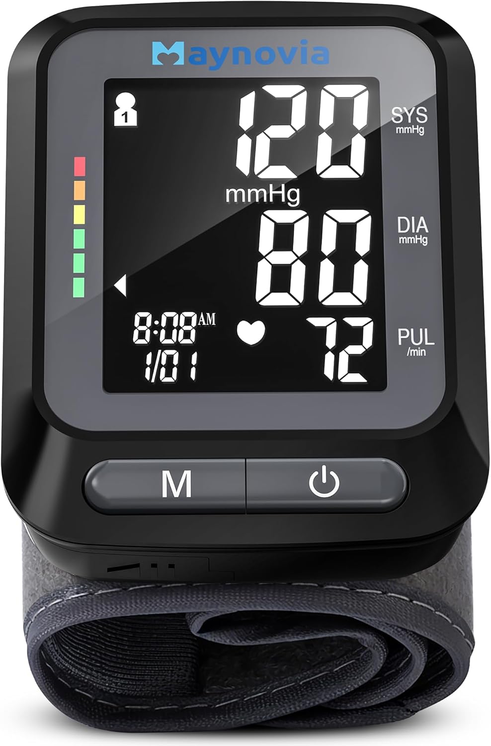 Wrist Blood Pressure Monitor, Blood Pressure Cuff Wrist for Home Use, Automatic Digital BP Monitor with Large Backlit Display, 2 User 120 Memory, Adjustable 5.3"-8.5" Cuff