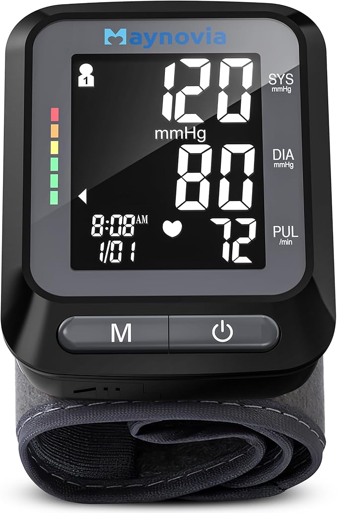 Wrist Blood Pressure Monitor, Blood Pressure Cuff Wrist for Home Use, Automatic Digital BP Monitor with Large Backlit Display, 2 User 120 Memory, Adjustable 5.3"-8.5" Cuff