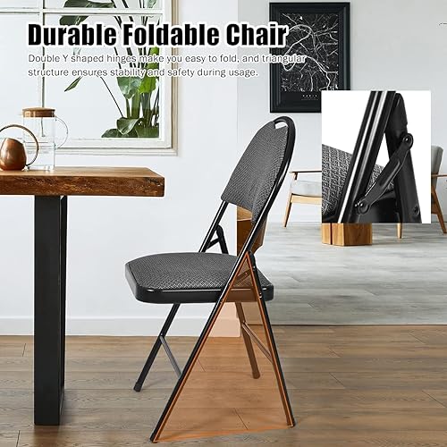 Miniatura 4 de LDAILY Moccha - Paquete de 2 sillas plegables, sillas plegables resistentes con orificio para asa y marco de acero, sillas plegables portátiles