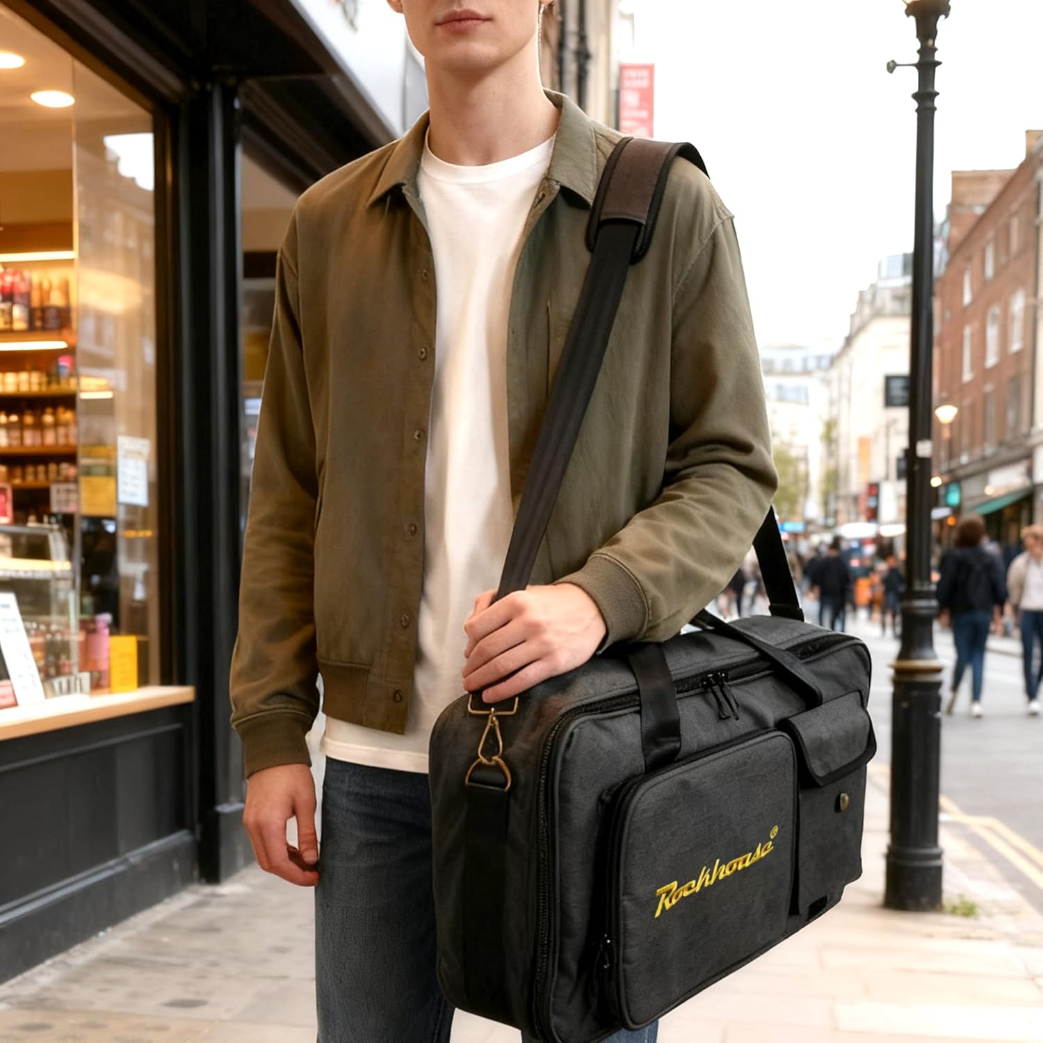 Rockhouse Multi-Effects Pedal Bag, DJ Equipment Carrying Case with Divider for Travel Gigs, Fits 21.26 x 10.23 x 3.93 inches (MEB-L)