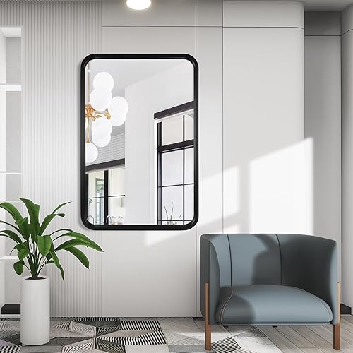 Miniatura 9 de WallBeyond Espejo de madera de 20 x 30 pulgadas para baño, espejo de pared con marco de madera, espejo rectangular montado en la pared para tocador