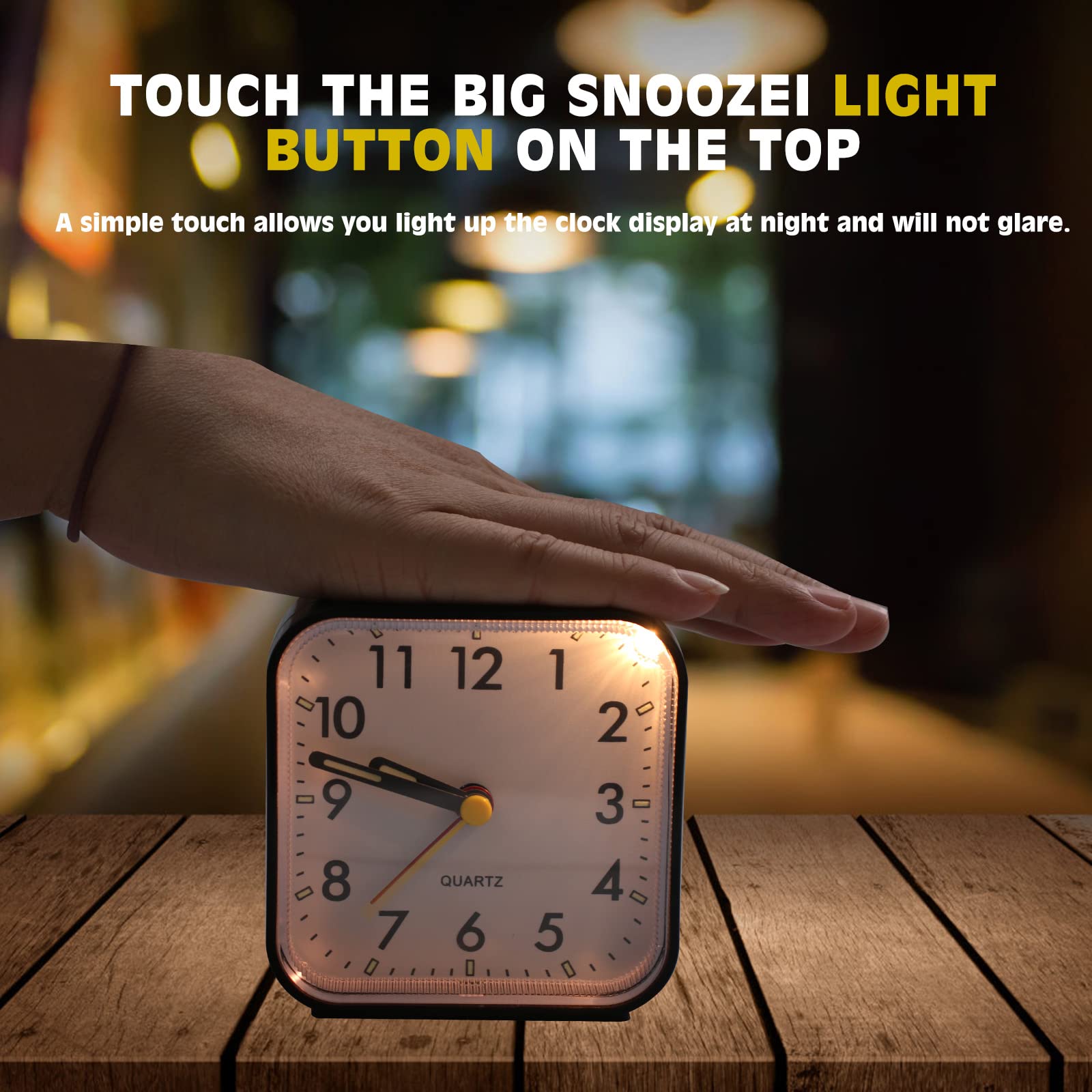 SPORWAY Réveil Silencieux Quartz Sans Tic-Tac – Petit Réveil Voyage Avec Lumière, Snooze, Idéal Chambre Bureau (Blanc)