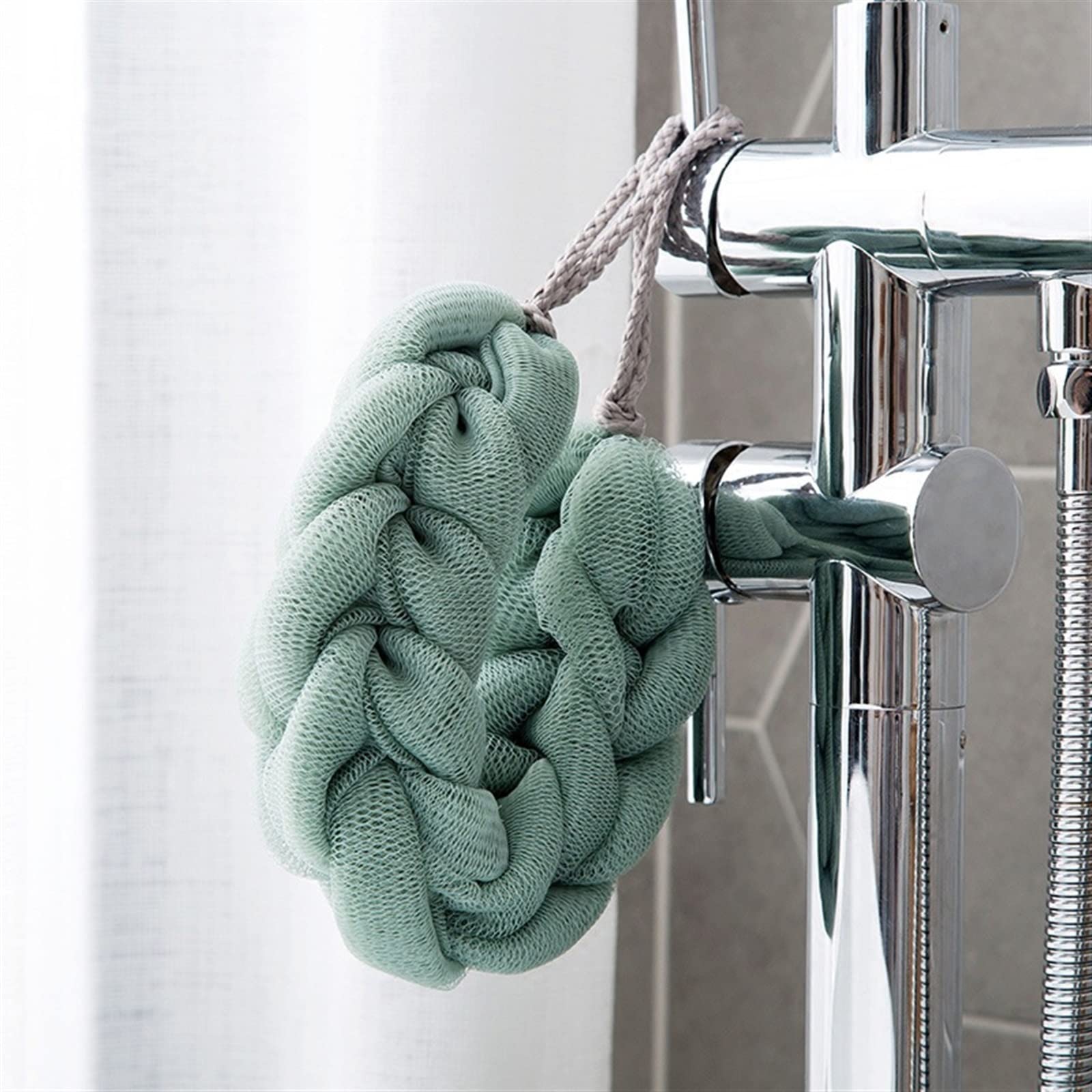 JINGYAN Spazzole da bagno Soft Back Scrubber Long Bath Scrub Belt Exfoliating Brush Mesh Shower Brushes Skin Cleaner Massager Body Cleaning Tools(Grey)