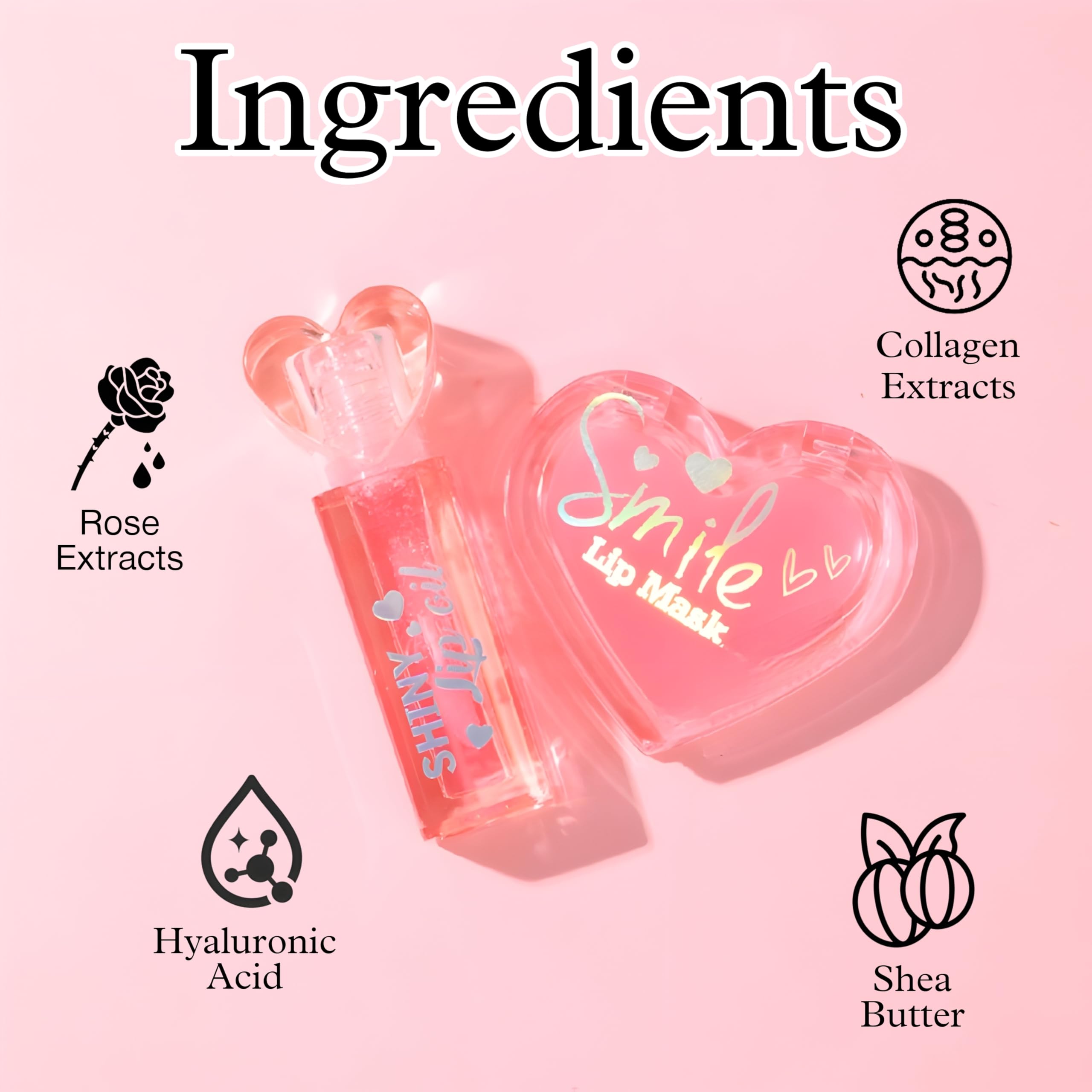 Bajajbeautyshop Lip Mask & Lip Oil Combo Pack | 2 in 1 Korean Lip Treatment with Shea Butter, Collagen & Rose Extracts | Hydrating, Repairing & Plumping Overnight Lip Care 1