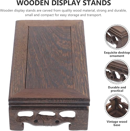 Miniatura 3 de Zerodeko Base de elevación de madera maciza Tetera Base de madera Base de tetera cuadrada Soporte de cristal Tetera Ornamento de madera Soporte de