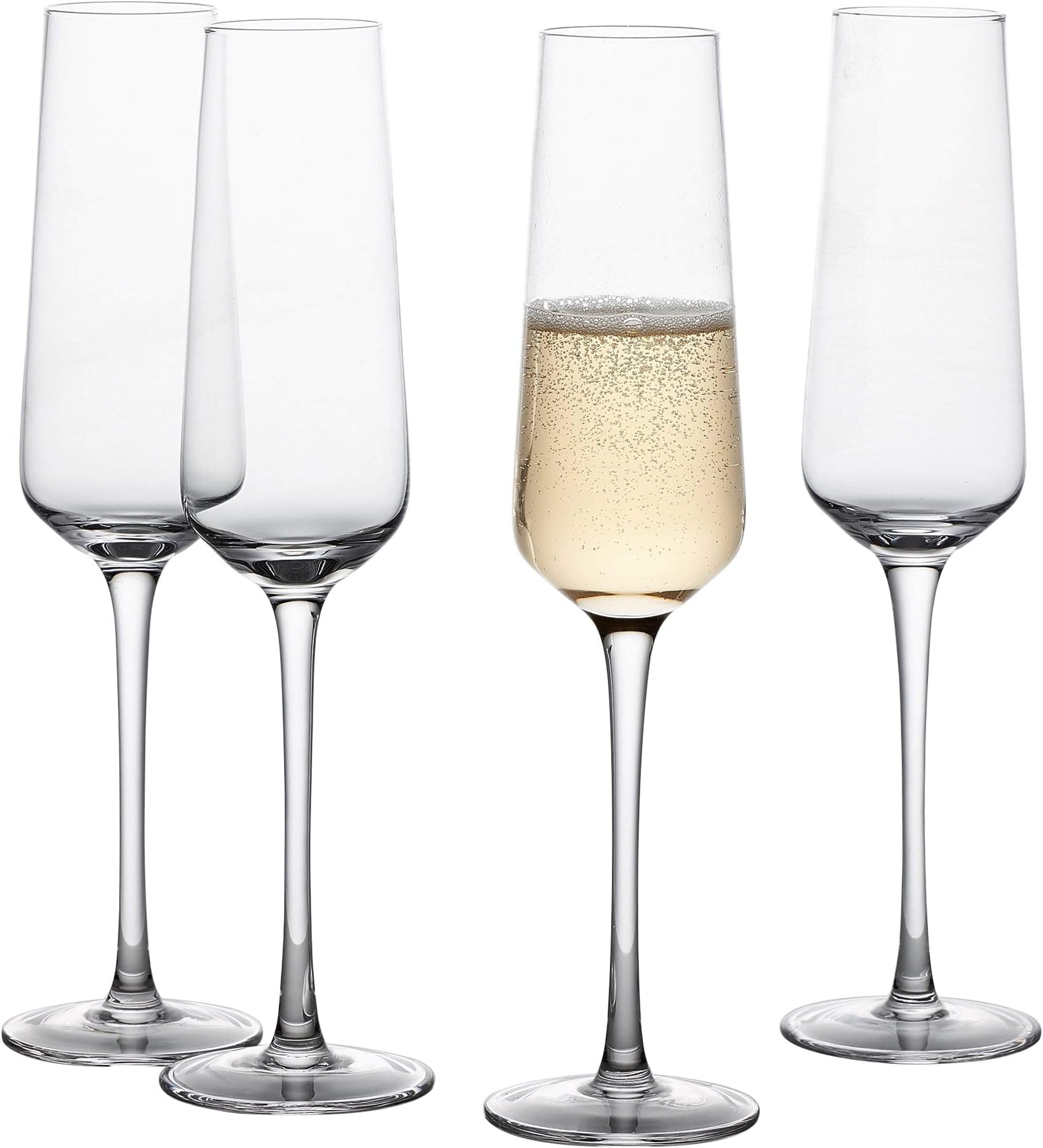 Vintorio GoodGlassware Champagne Flutes (Set Of 4) 8.5 oz – Tall, Long Stem, Crystal Clear, Classic, and Seamless Tower Design - Dishwasher Safe, Quality Sparkling Wine Stemware