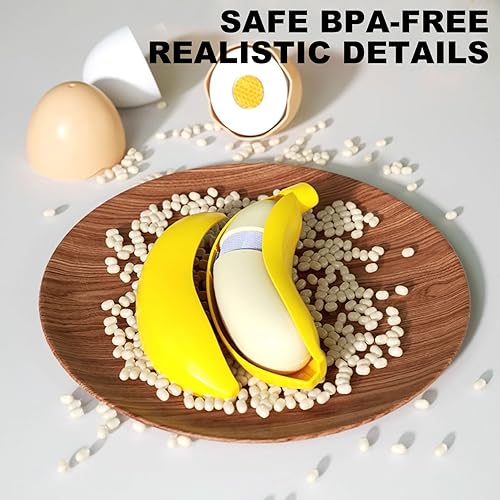 Miniatura 7 de Juego de 141 piezas de comida para niños, juguetes de cocina con cuchillo, cesta de almacenamiento, juguetes educativos de aprendizaje para niños a