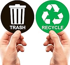 Recycle Sticker for Trash Bins - Perfect Recycling Stickers for Trash Can - 2 Pack - 5" by 5" Decal Logo - Ideal Label Sign for Home or Office Refuse Bin - Suitable for Indoor/Outdoor use