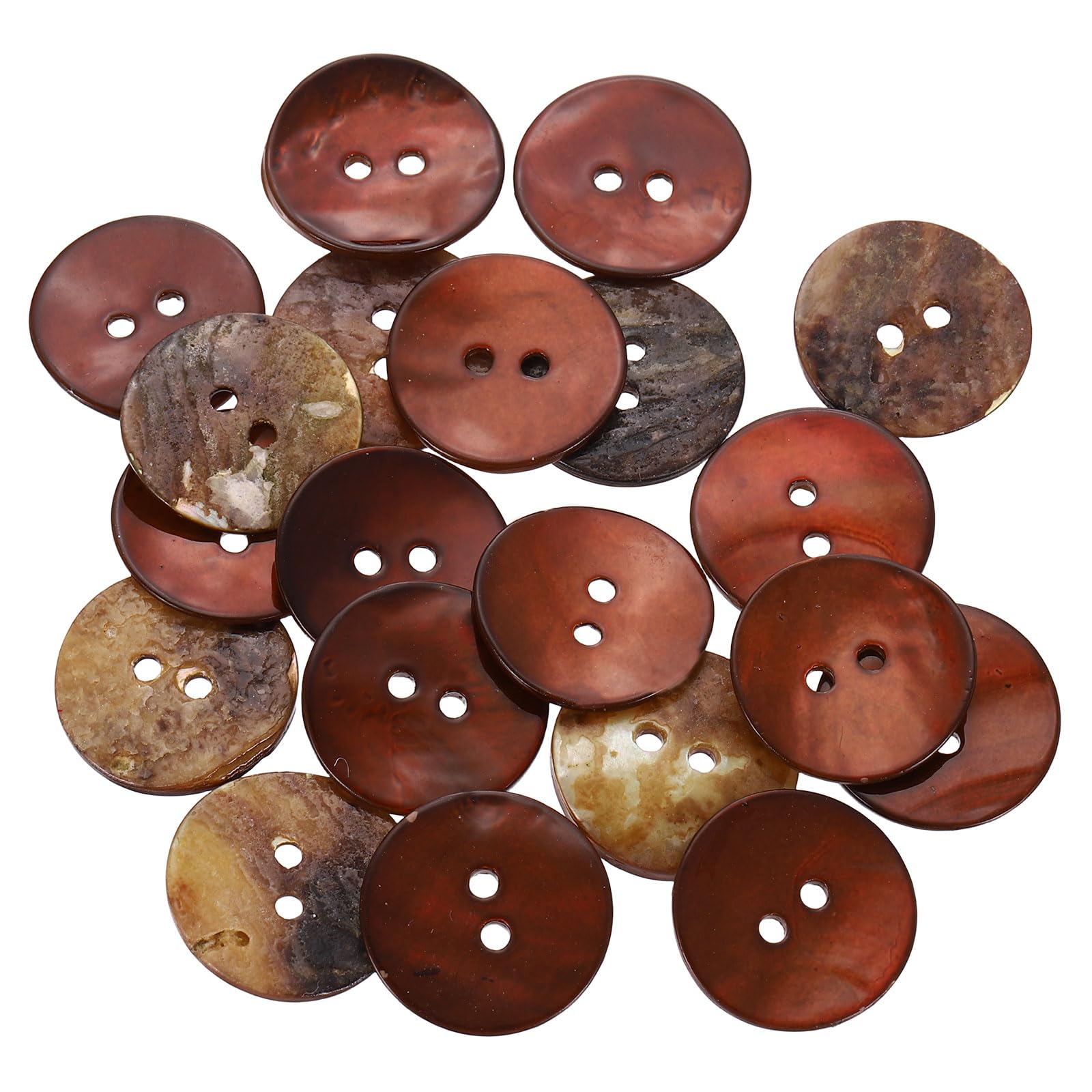 sourcing map 20Pcs Natural Shell Buttons, 20mm 2 Hole Mother of Pearl Blazer Buttons Sewing Craft Shell Discs for Shirt Sewing DIY Crafts Decoration, Coffee
