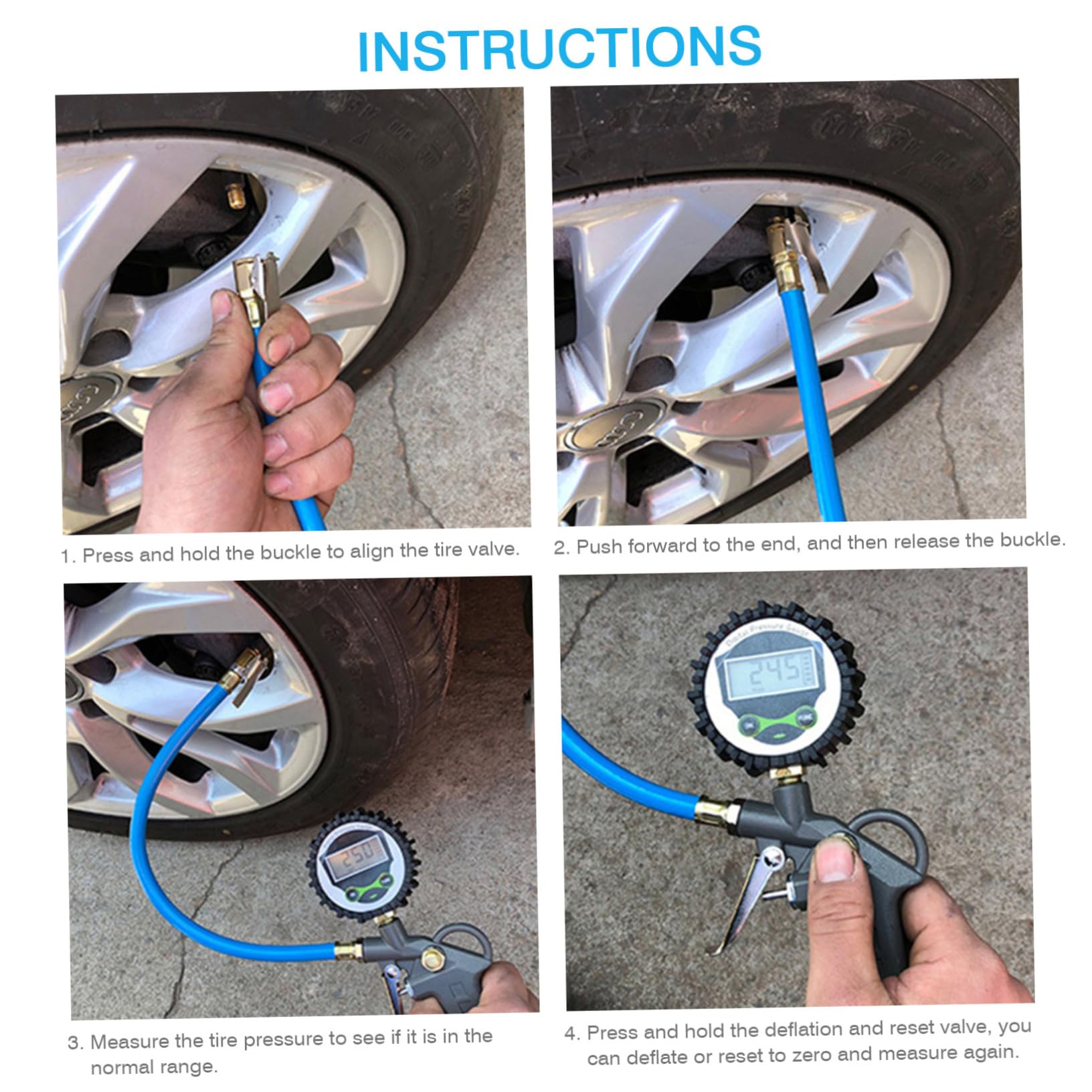 Manomètre Numérique Alliage D'aluminium de Pression des Pneus pour Voiture, Affichage Digital Mesure Précise, Portable pour Entretien Auto