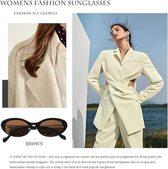 Gleyemor Retro Oval Sunglasses for Women Fashion Small Oval Sunglasses 90s Vintage Shades