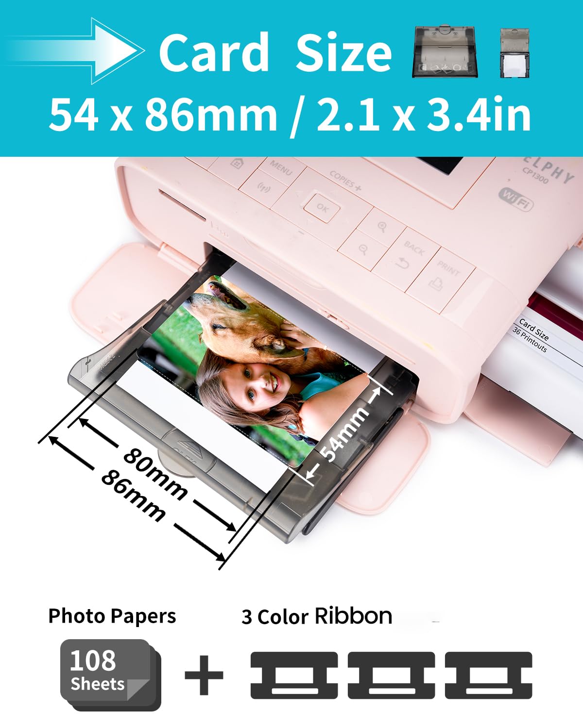 Photo Paper and Cartridge, Compatible with Canon selphy CP1500 54