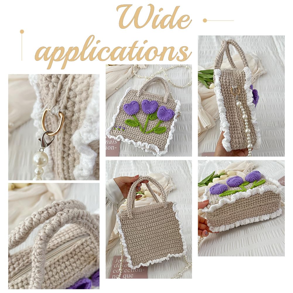 WADORN Kit Fai da Te per Realizzare Borse all'Uncinetto e A Maglia, Borsa A Mano Intrecciata in Plastica A Rete Fatta A Mano da Donna, Set per Realizzare Borse Fai da Te, Accessori per Borse