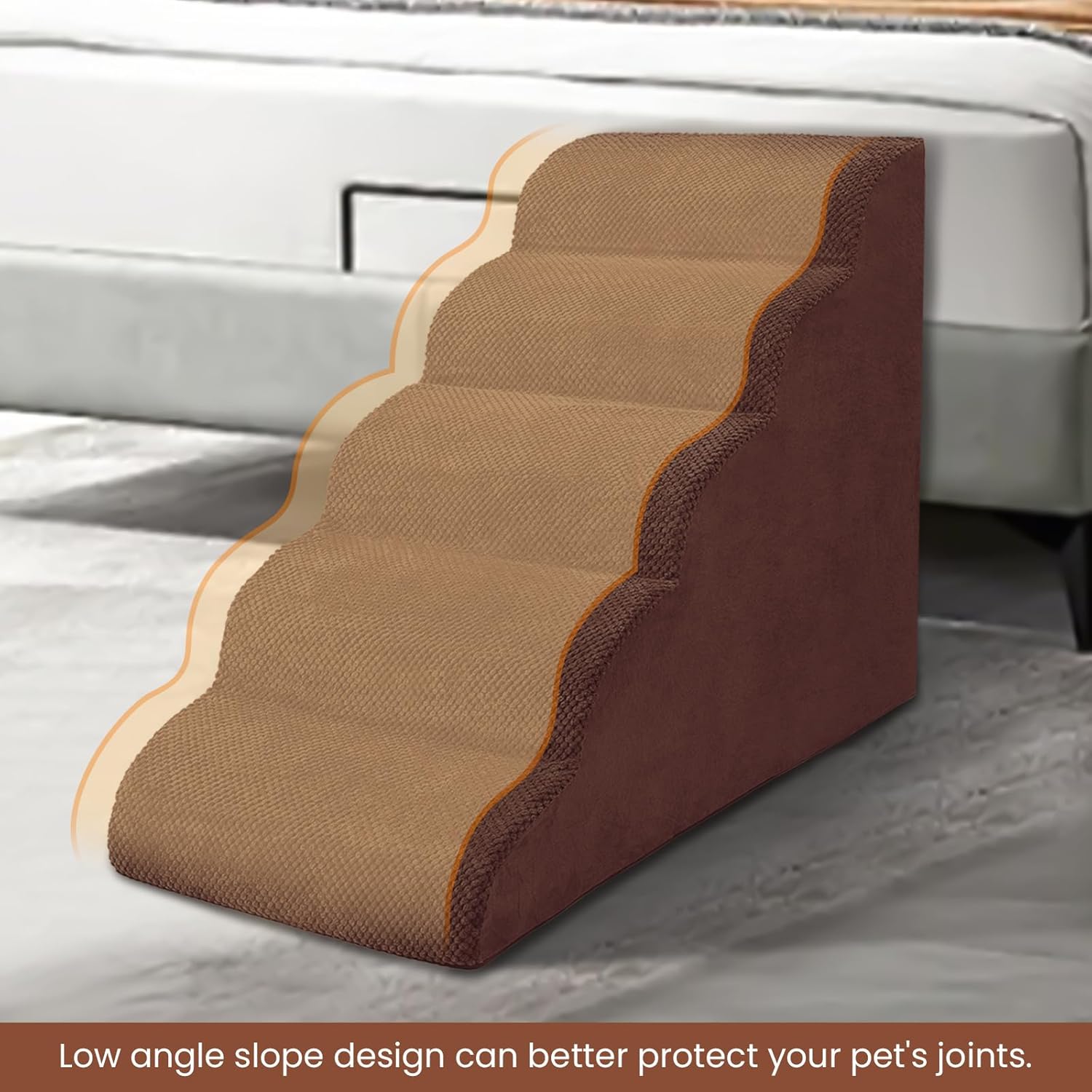 Dog Stairs for Small Dogs, High Density Foam Dog Steps, Extra Wide Non-Slip Pet Ramp for High Beds Or Couch, Soft Doggie Ladder for Dogs Injured, Older Pets, Small Cats