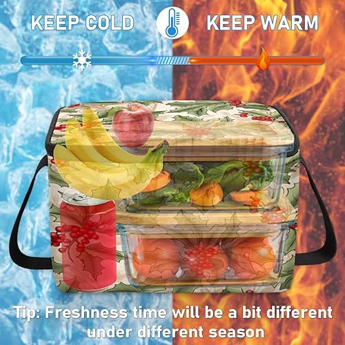 Miniatura 6 de Bolsa de almuerzo aislada con textura moderna de Navidad para mujeres, reutilizable, bolsa cuadrada de comida para adultos y hombres, lonchera más