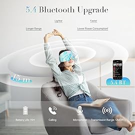 LC-dolida Sleep Mask with Bluetooth Headphones, Extra Large Silk Eye Mask for Sleeping Side Day Sleepers, Sleep Headphones Bluetooth 5.4 for Women Men with Thin Speaker, Blackout, Comfort, Microphone