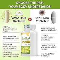 Vista 5 de Organic Veda Amla Cápsulas – 1500 mg, 300 cápsulas – Suplemento natural de vitamina C con antioxidantes, polifenol para la inmunidad, brillo