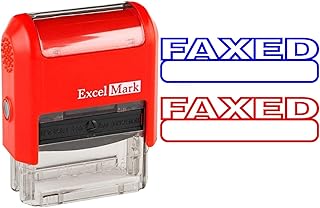 ExcelMark FAXED - Self-Inking Two-Color Rubber Office Stamp - Red and Blue Ink