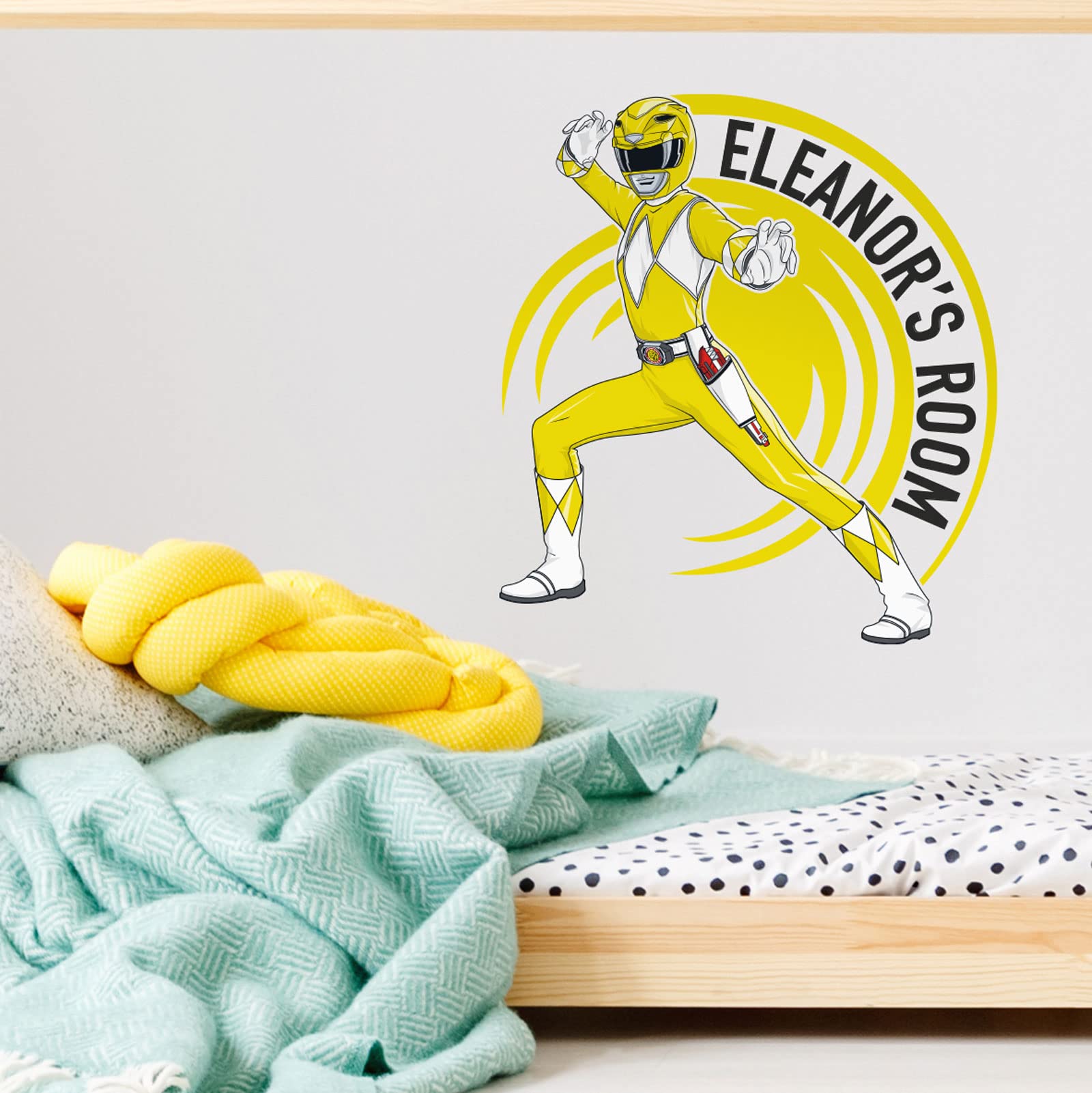 Stickerscape Power Rangers Wall Sticker (Personalised Yellow - Large Size)| Official Power Rangers Wall Decal, Power Rangers Wall Decor | Power Rangers Bedroom | Easy to Apply, Cleanly Removable