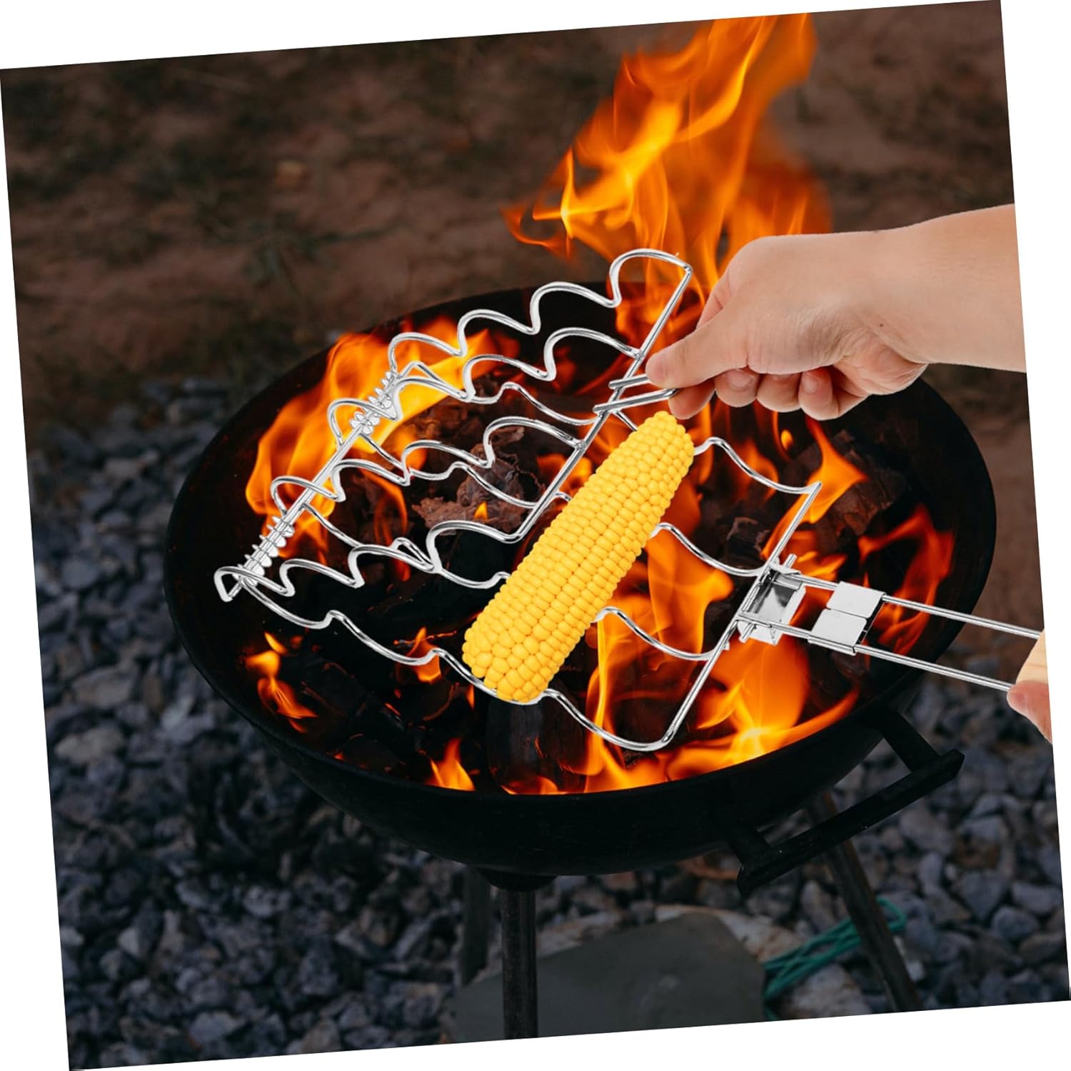 PRETYZOOM Multi-use Folding Bbq Net Clip for Corn Sausage Grill Camping Grill Equipment Sturdy Clip Style Rack Kitchen Supply
