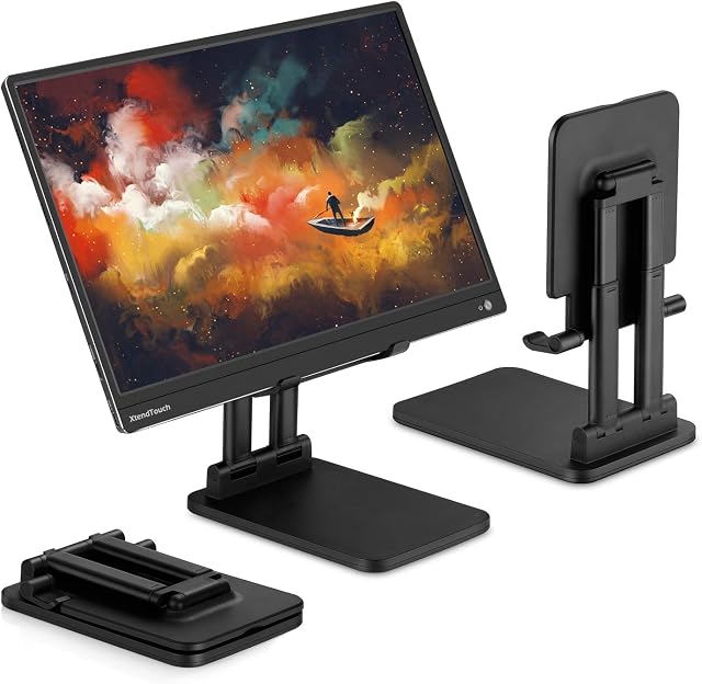 Pepper Jobs SSS-T6 (Solid Sturdy Stand) 2022 Foldable Extendable & Adjustable Stand for tablet / portable monitor / laptop. Dual-Pole Support. Ideal to hold 12 to 17 inch larger size devices (Black)