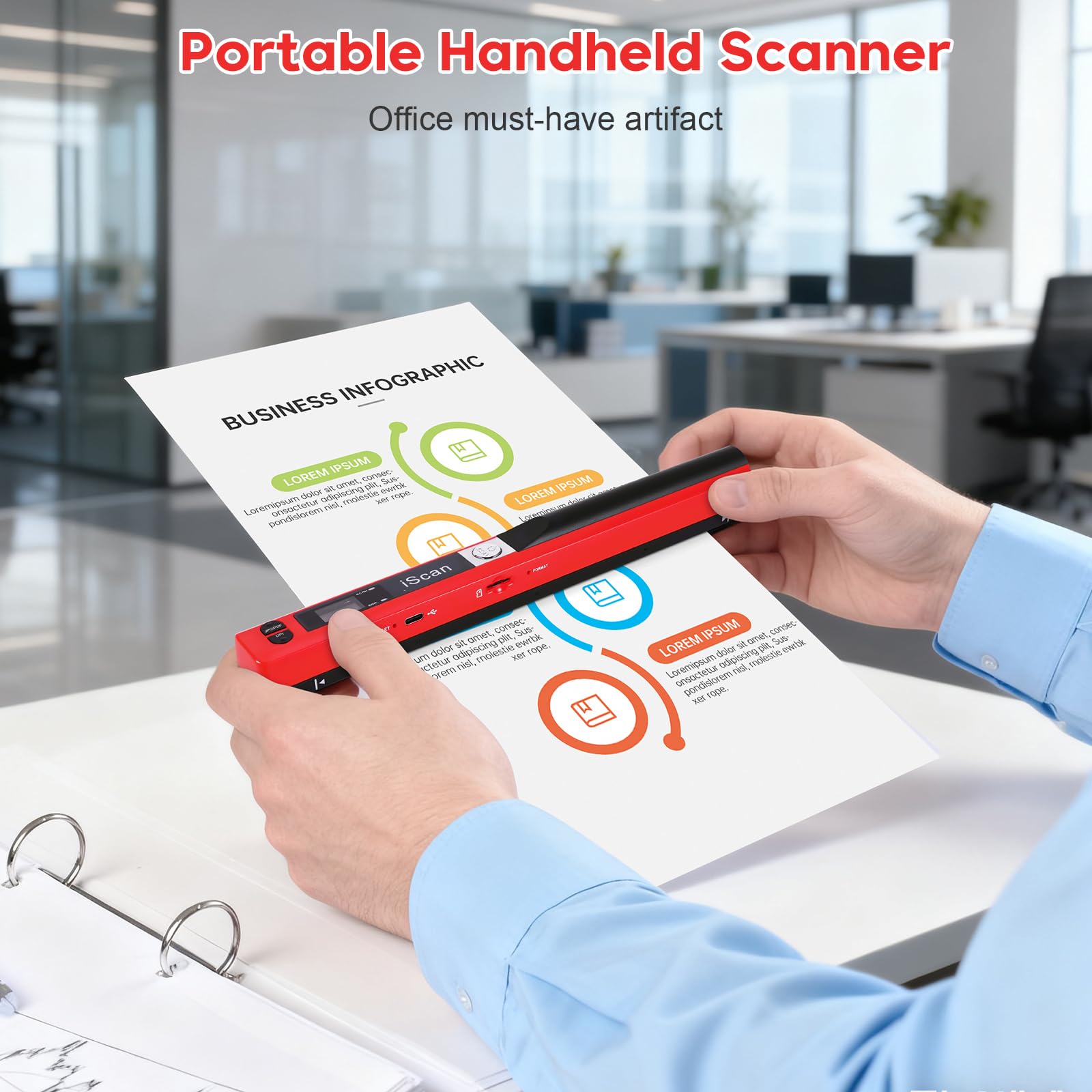 Scanner Per Documenti Portatile, 900 Dpi, Scanner di Immagini USB A4 a Colori, Scanner Portatile Per Foto, Scansione Pratica (Micro Bisogno di Schede SD/TF) (Rosso)