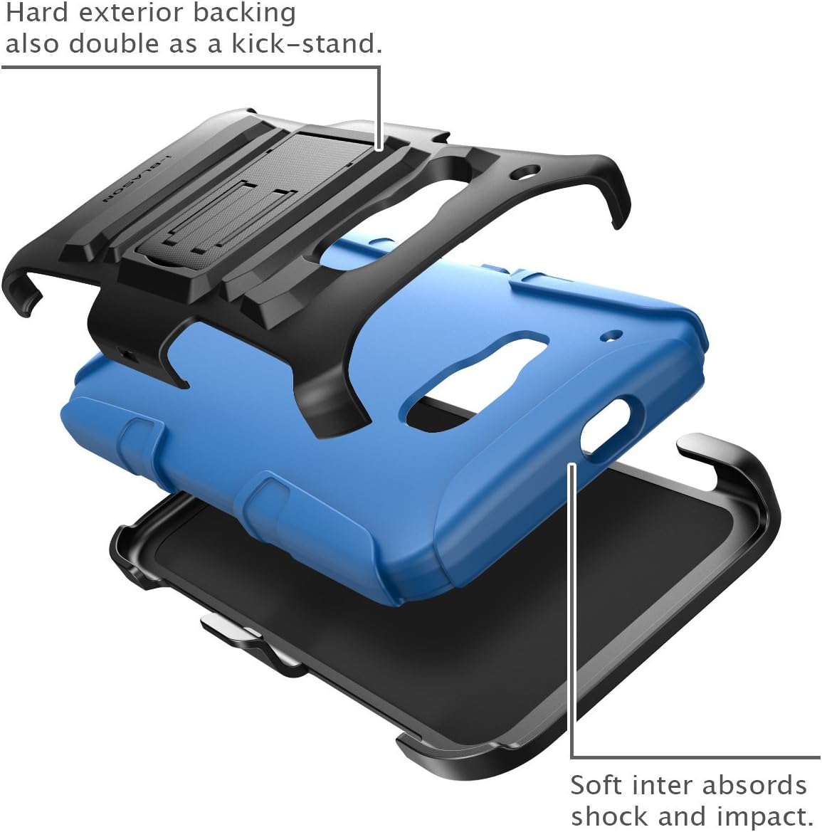 HTC One M9 Case ,i-Blason Prime Kickstand HTC One Hima H9 2015 Release Heavy Duty Dual Layer Combo Holster Cover case with Locking Belt Swivel Clip (Blue)