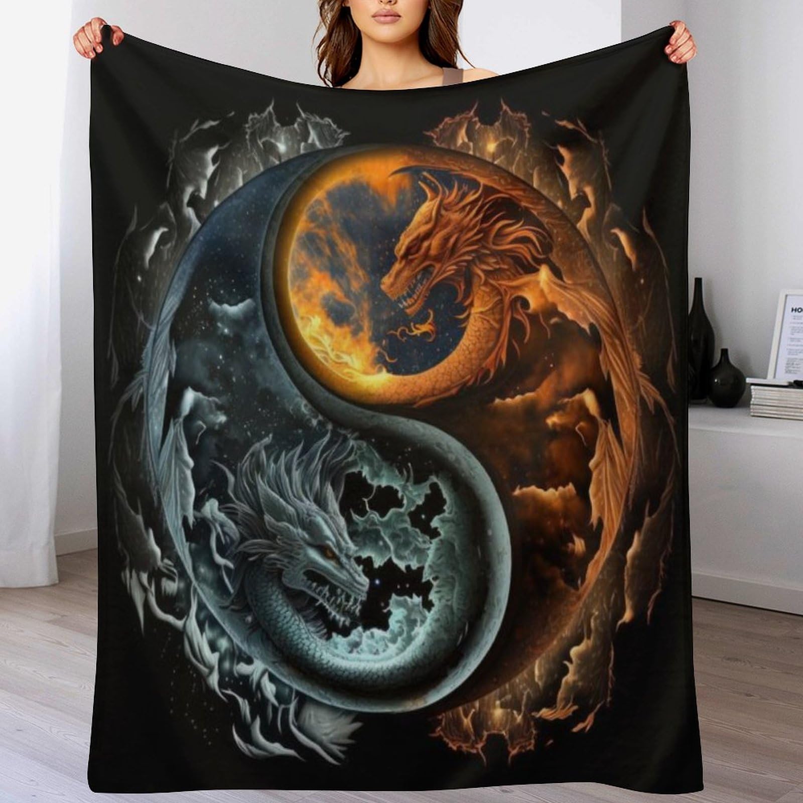 Manta de forro polar con dragón el regalo original para cama infantil
