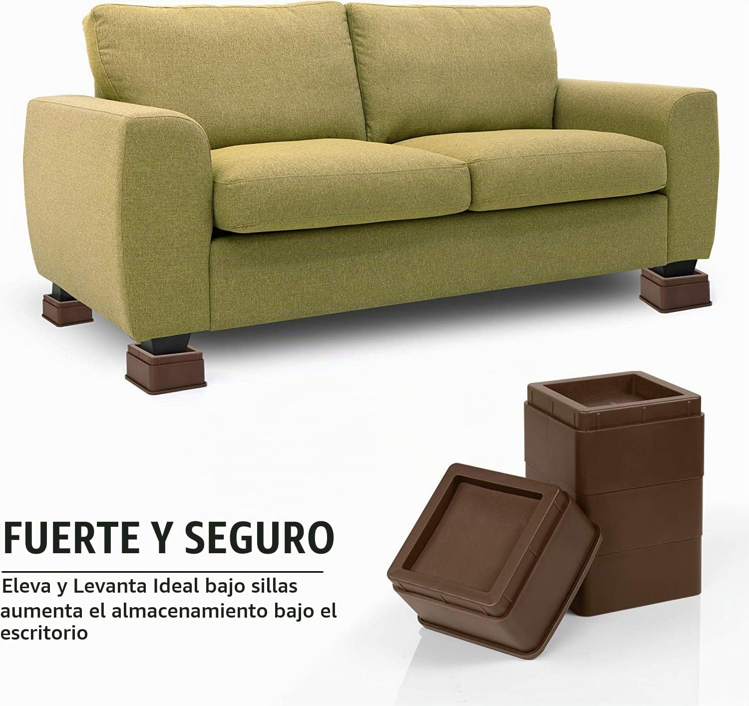 Utopia Bedding Muebles Ajustables y Elevador de Cama Juego de 8 (5 to 10 cm) - Plástico Duradero con Espuma, Almohadillas Antideslizantes de Goma para Cama, sofá, Mesa, Silla – Marrón