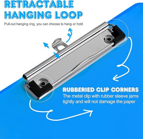 Miniatura 3 de Portapapeles HERKKA - Paquete de 15 portapapeles de plástico de perfil bajo, tamaño de letra A4, suministros de oficina, suministros para el aula