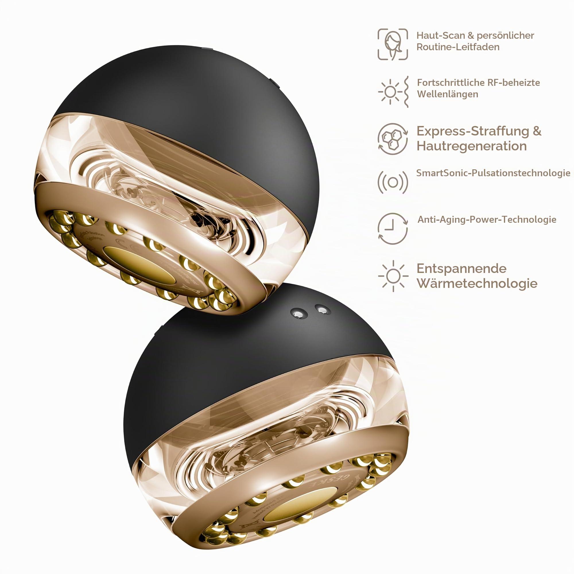 GESKE Anti-Aging Skin Tightener | 6 in 1 | Wärmetechnologie | SmartAppGuided™ | Fortschrittliches Anti-Aging | Radiofrequenz Hautstraffung | Hauterneuerung mit SmartSonic Pulsations