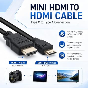 HDMI cable for Sony Alpha A55V, A57, A65, A77 Digital Camera - Length 6.5ft / 2M