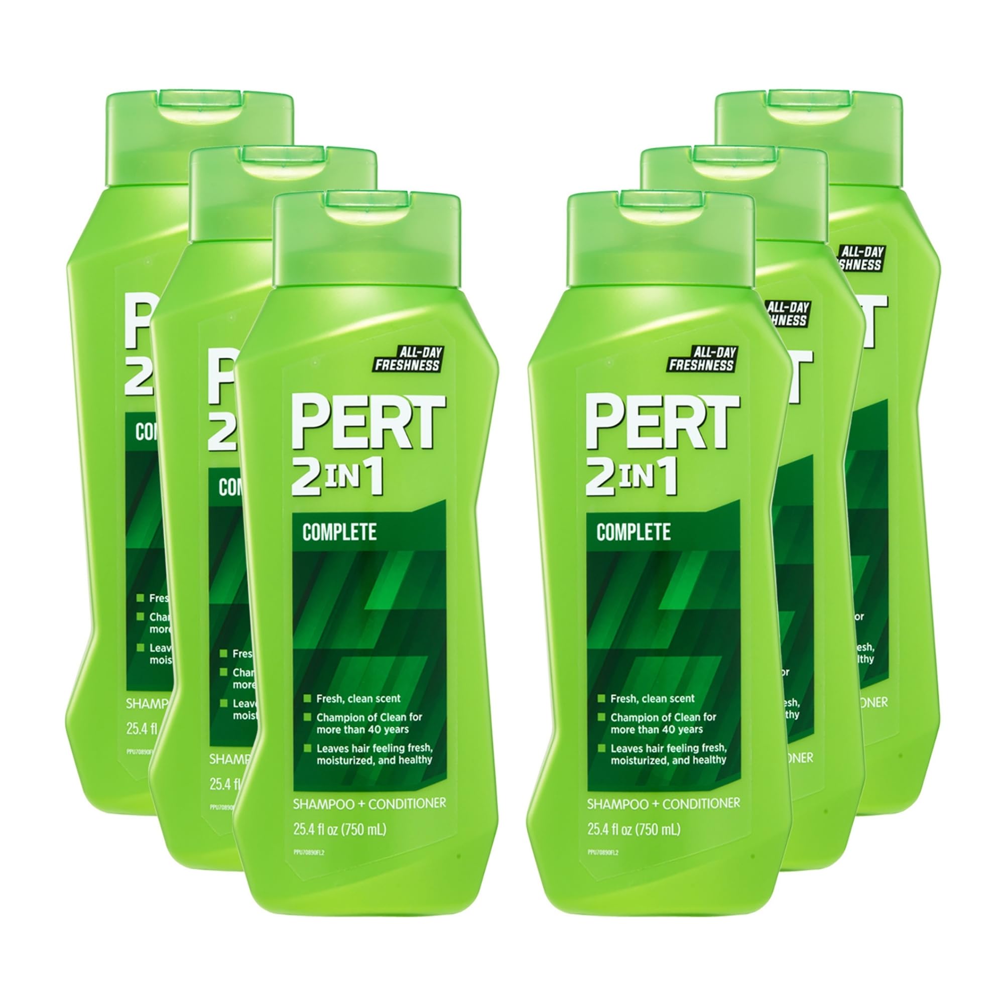 pert 2 in 1 complete clean shampoo and conditioner - mens shampoo for daily use - hair conditioner for men - removes dirt, oil, and build up - 6 pc