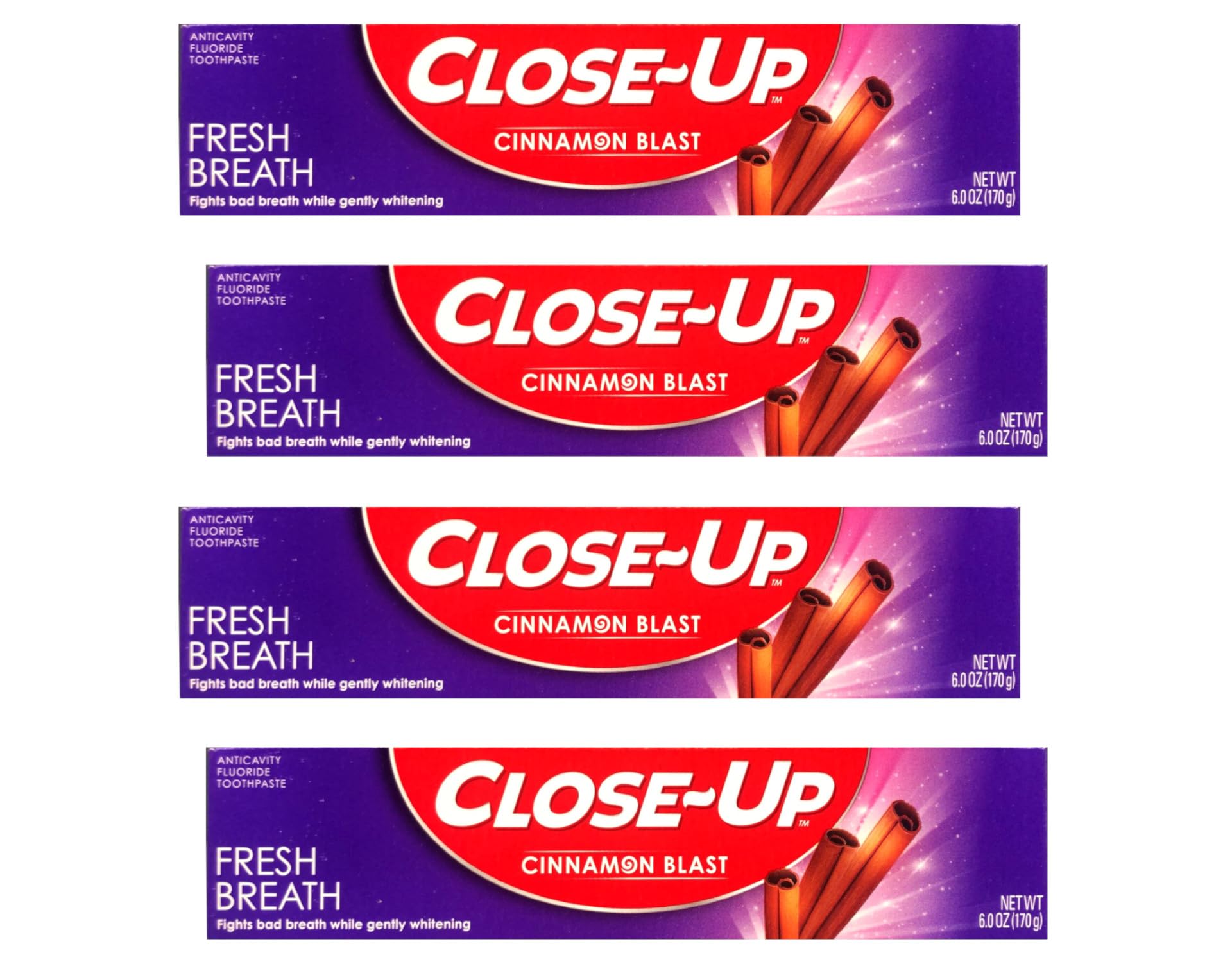 Close-Up Cinnamon Anticavity Flouride Toothpaste 6 Ounce (Pack of 4)