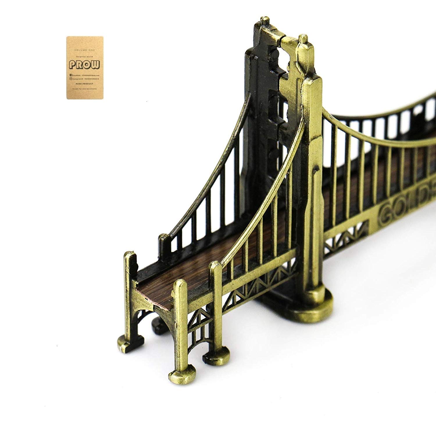 PROW® D'oro Cancello Ponte 7 pollici Souvenir Statue Americano Viaggio Modello Placcatura Architettura ponte Metallo da tavolo Decorazione bambini I regali Sculture
