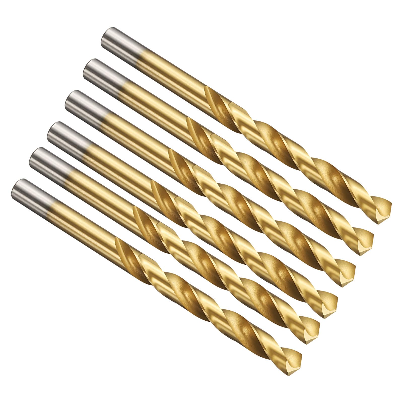PATIKIL 9mm Drill Bit, Jobber Straight Shank M2 High-Speed Steel 135ยฐ Titanium Nitride TiN Coated for Stainless Steel Hard Metal - 6 Pack