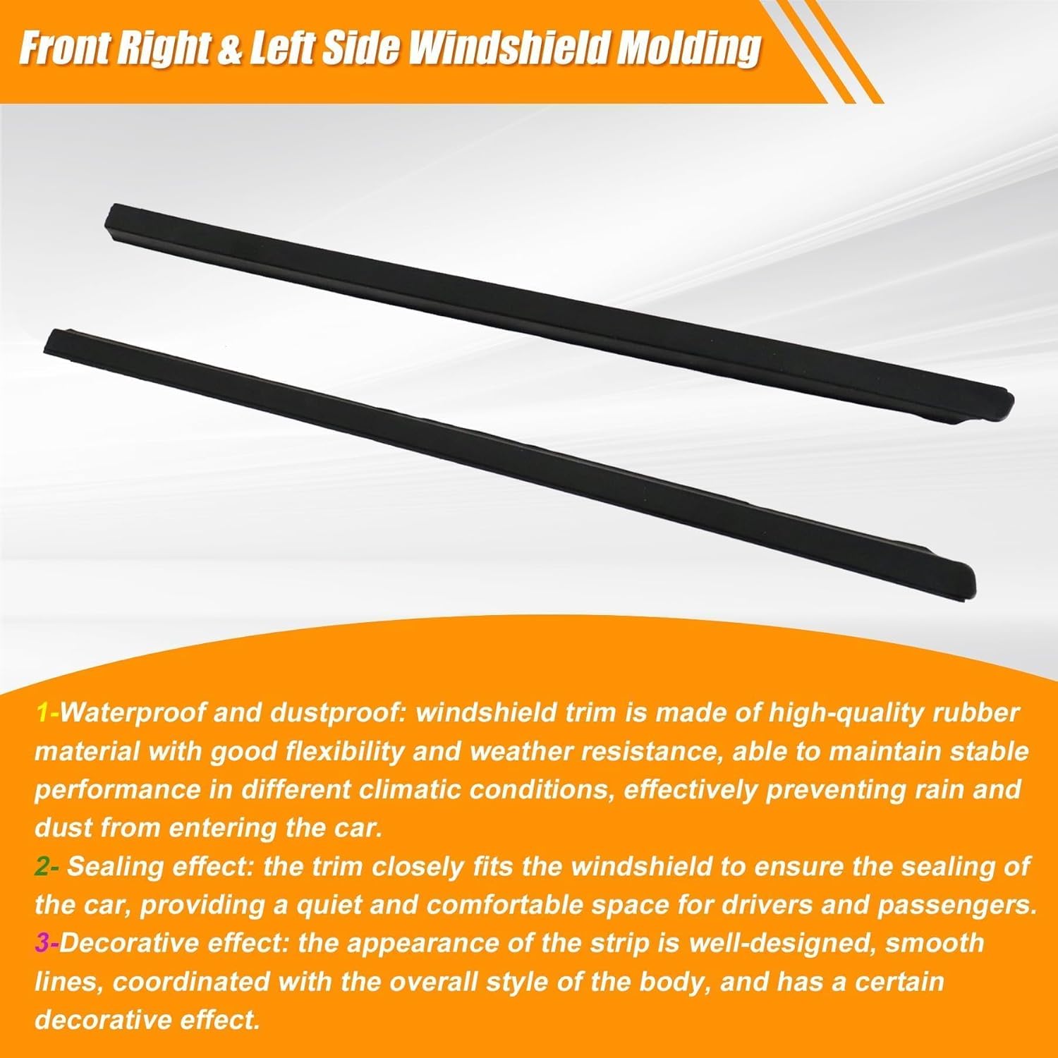 Priprilod Front Windshield Molding Compatible with Dodge Ram 1500 2009-2022 Fit for Dodge Ram 2500/3500 2010-2022 Fit for Dodge Ram 4500/5500 2011-2022# 68297609AB 68297608AB