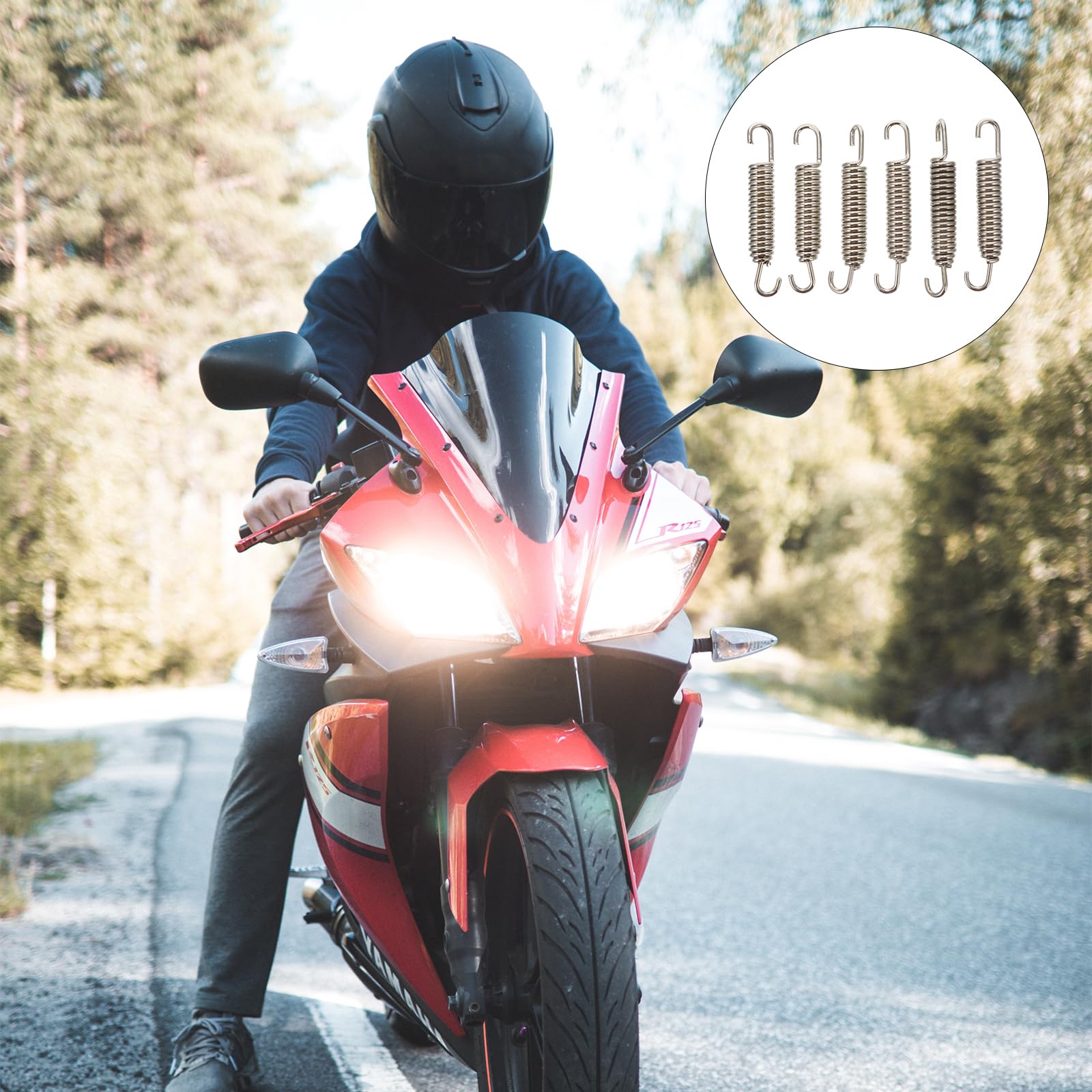 6pezzi Molla Scarico Motocicletta Acciaio Inossidabile Supporto Per Tubo Di Scarico E Resistente