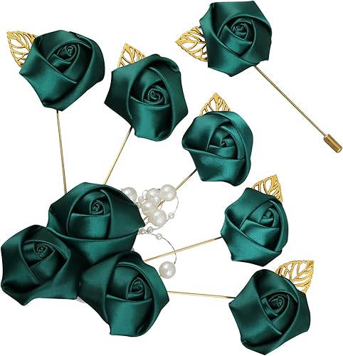 Aevanim1+6 ramilletes de rosas artificiales con alfiler, Boutonniere para hombres, adecuado para ceremonia de boda, aniversario, cena formal y