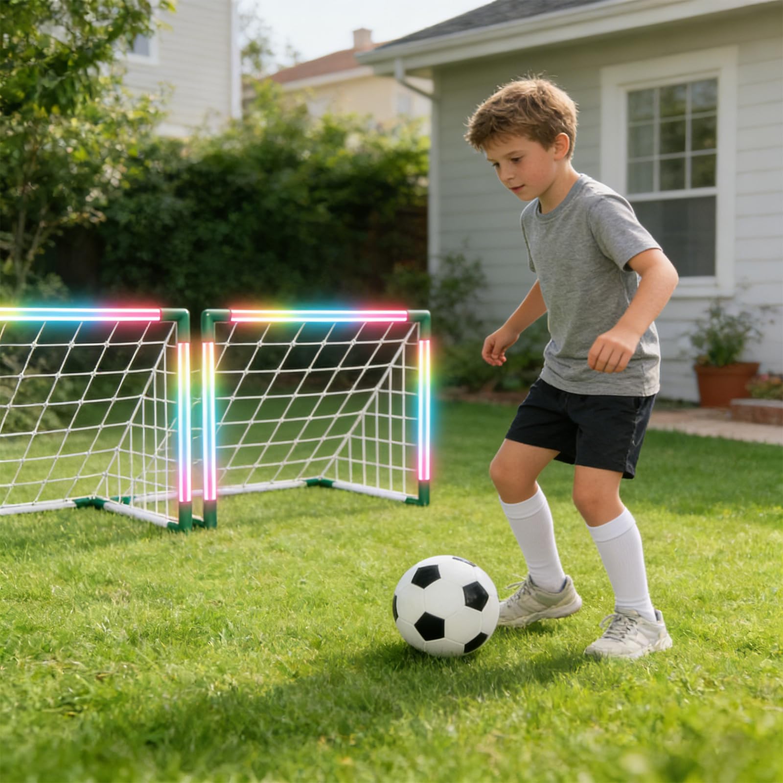 Attrezzatura da Allenamento per Calcio per Bambini con luci Integrate per Uso Notturno e Varie attività con la Palla Giocattolo da Calcio per Interni Esterni