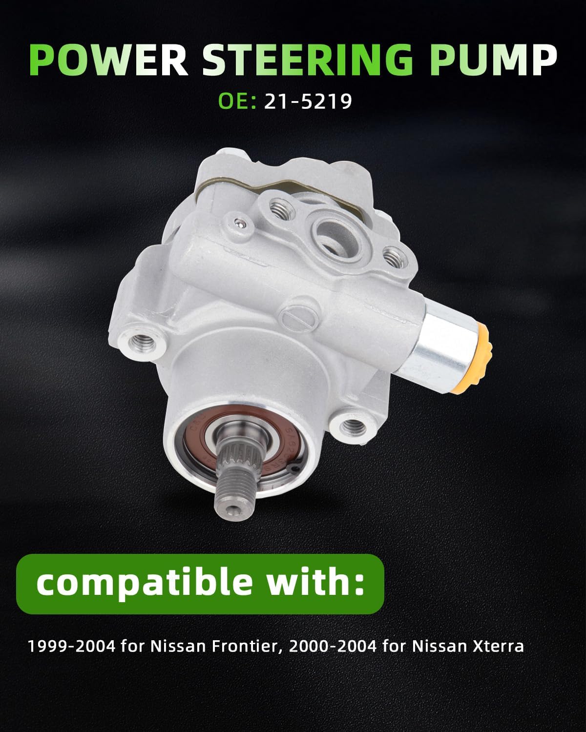SCITOO Power Steering Pump Compatible with Nissan Frontier 1999-2004 V6 3.3L, For Nissan Xterra 2000-2004 V6 3.3L, Replace# 21-5219, 49110-4S100 Power Assist Pump