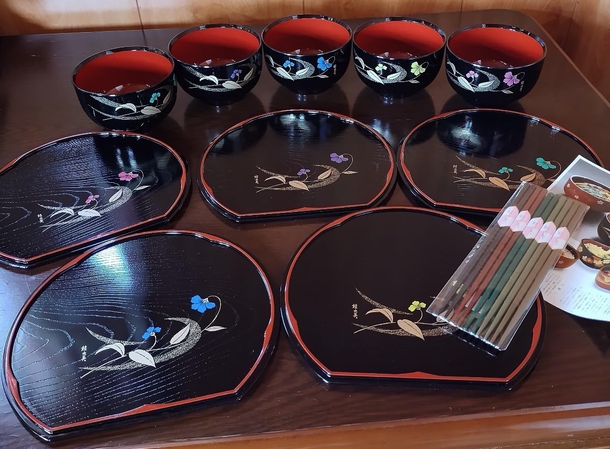 Amazon.co.jp: 込 桂由美 どっしり椀 箸 お盆 セット まとめ売り 和