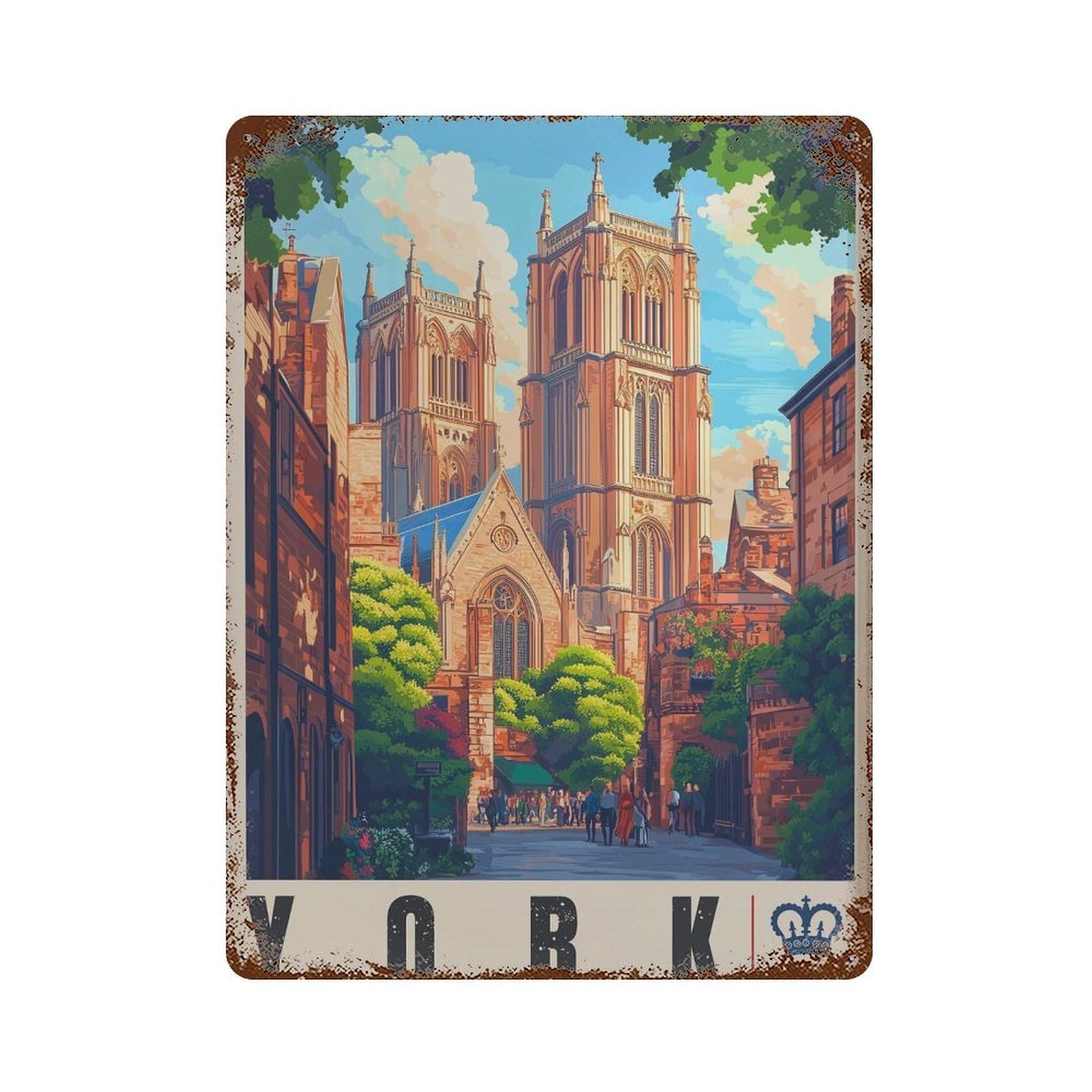 xiaoxiaoshen York Minster England Travel Wall Decor Art Metal Tin Poster Modern Home Decor Art Home Bar Shop Decorations Vintage Sign 40x30cm