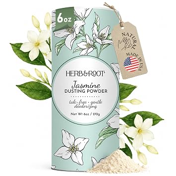 Herb & Root Talc Free Body Dusting Powders. Rose, Vanila, Sandalwood, Lavender, Jasmine, and Gift Sets Full Size, Jasmine