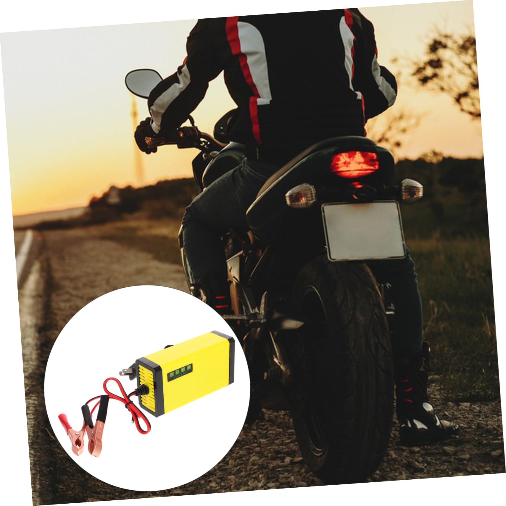 FOYTOKI 12V Motorcycle Battery Charger Portable Battery Maintainer with Power Display for Optimal Charging Compatible with Batteries for Motorcycles and Other