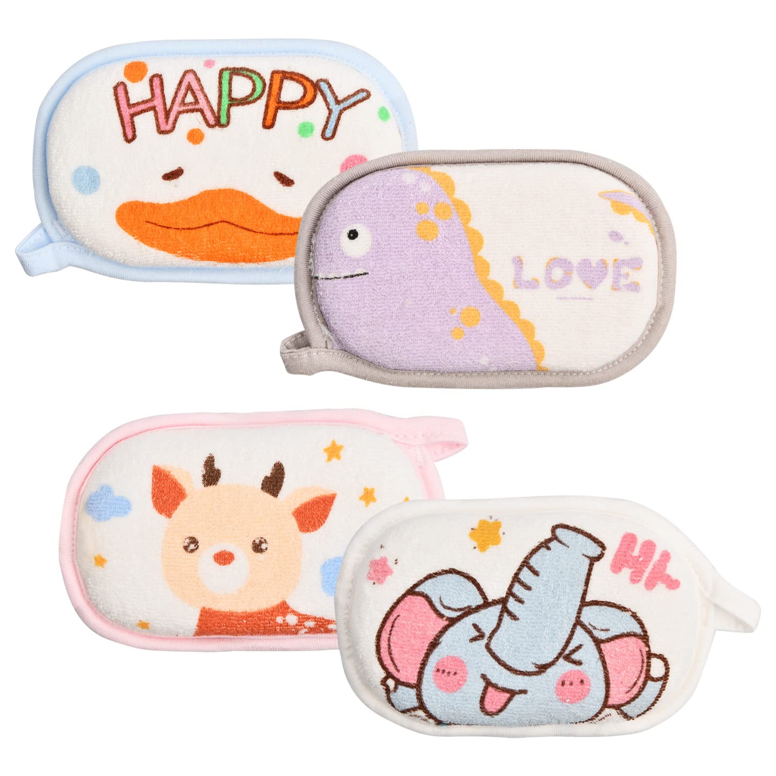 Cozlly 4 esponjas de baño para bebé, esponja de baño de espuma de baño de bebé de algodón suave, esponjas de baño para bebés recién nacidos y niños pequeños