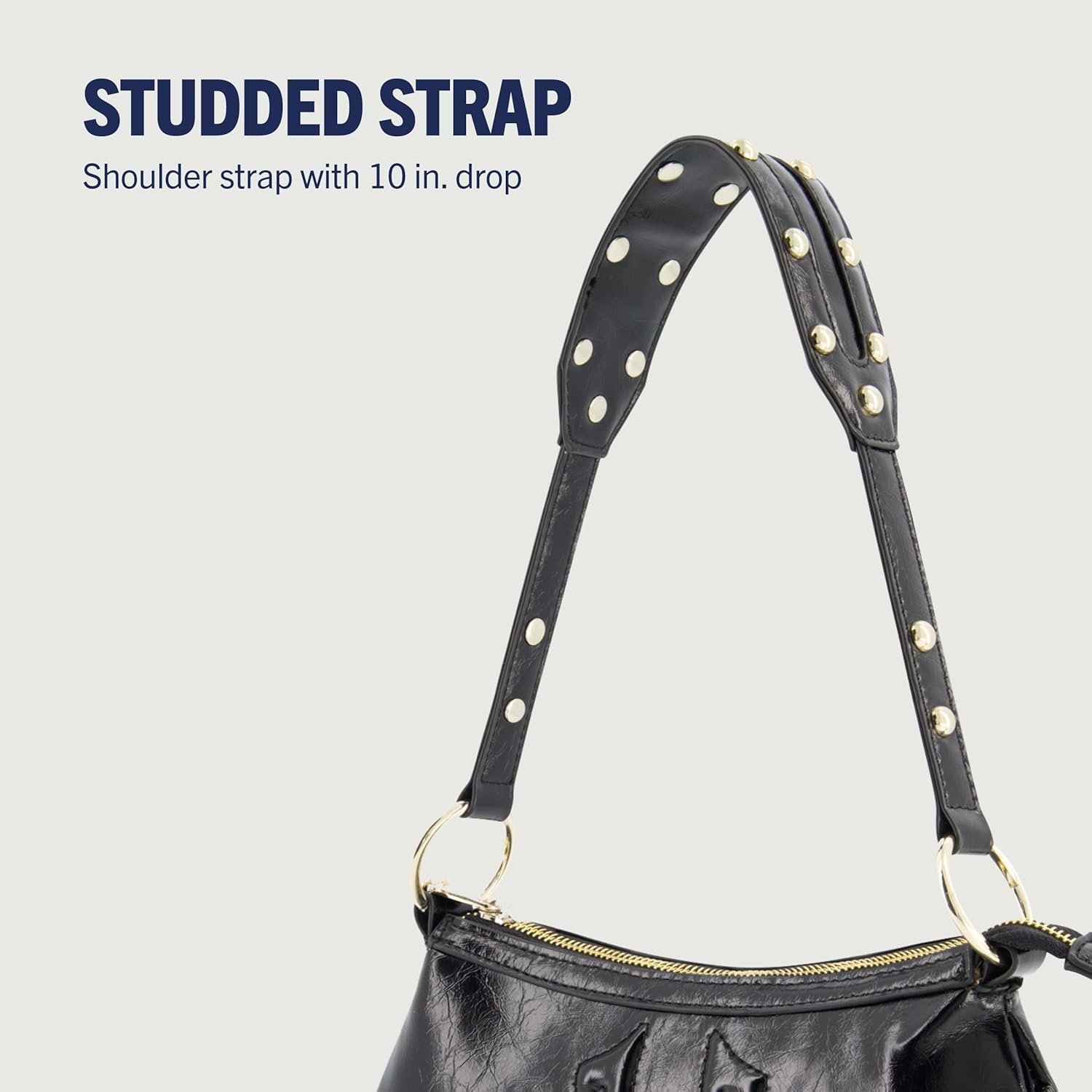 True Religion Women's Shoulder Bag Purse, Mini Travel Handbag with Horseshoe Logo, Black - Image 4